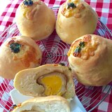 煮卵とマッシュポテトのパン